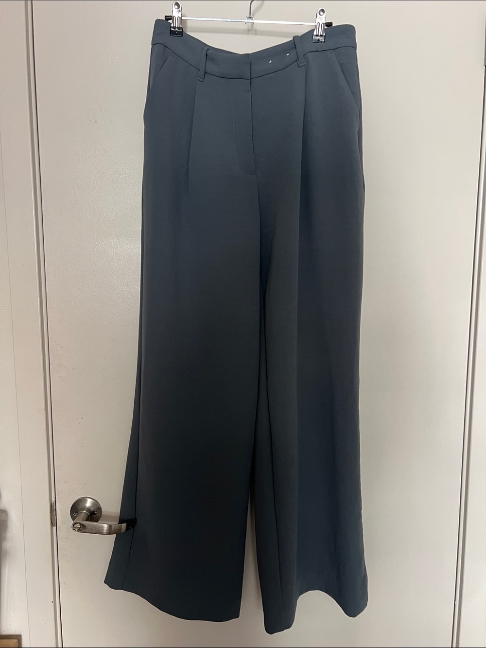 Abercrombie & Fitch Premium Crepe Tailored Ultra Wide-Leg Trousers - Slate Blue